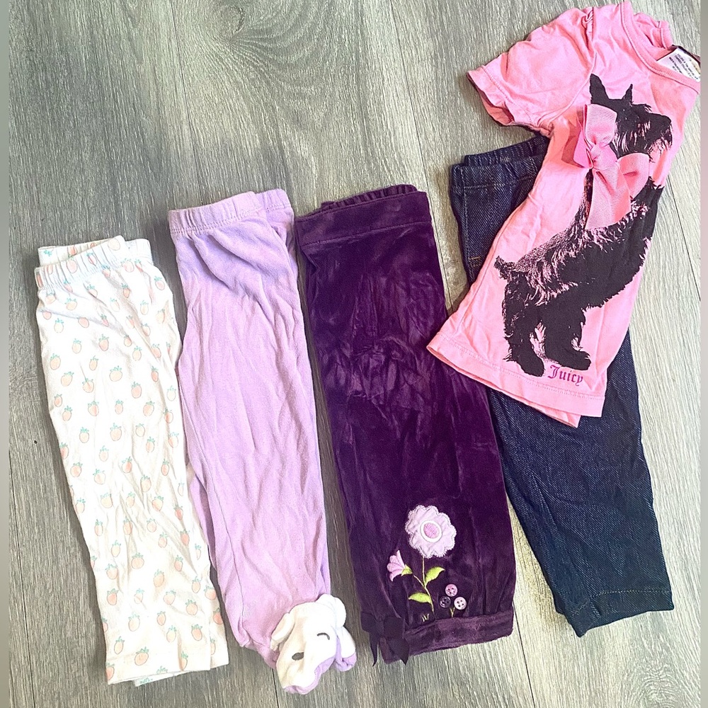 🍂6-12 Months /9MONTH GIRLS PANTS BUNDLE! LEGGINGS/SWEATPANTS/JEGGINGS/TEE JUICY